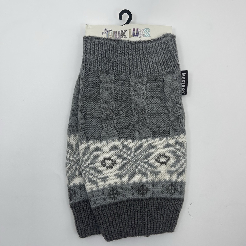 Muk Luks Snowflake White Gray Boot Toppers Acrylic NEW
